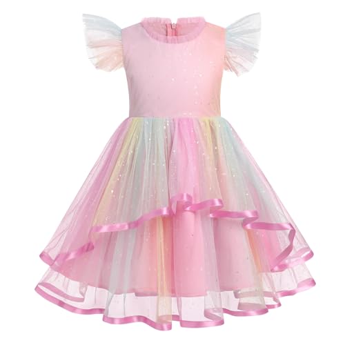 Vestido de fiesta infantil para bodas con falda de tul multicolor