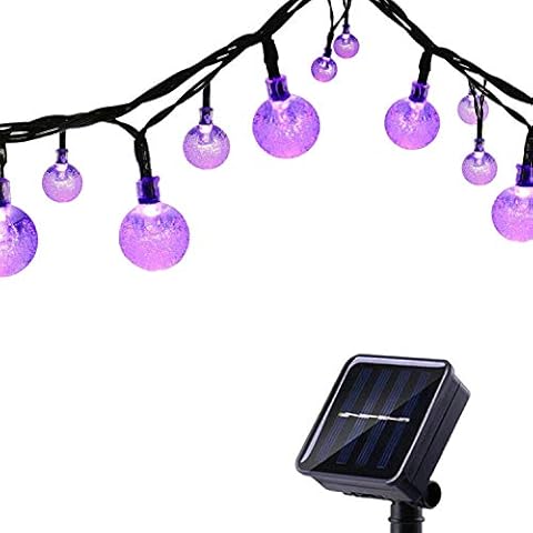 Tuokay, Solar Garden Lights, Outdoor Fairy Lights with Ball, Waterproof 6m 30 LED 8 Twinkling Modes, Decorative Lighting String Lights for Home, Gazebo, Patio, Lawn, Wedding Ornament (Purple) Cover