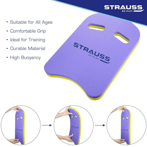 Image of STRAUSS Swimming Kick Board | Floating Board for Swimming Pool Training Aid Exercise Equipment | Swimming Accessories for Adults and Kids | Swimming Float Pad for Beginners,(Purple)