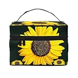 Blooming - Bolsa de cosméticos con asa, bolsa de almacenamiento de viaje en capas de gran capacidad con cremallera