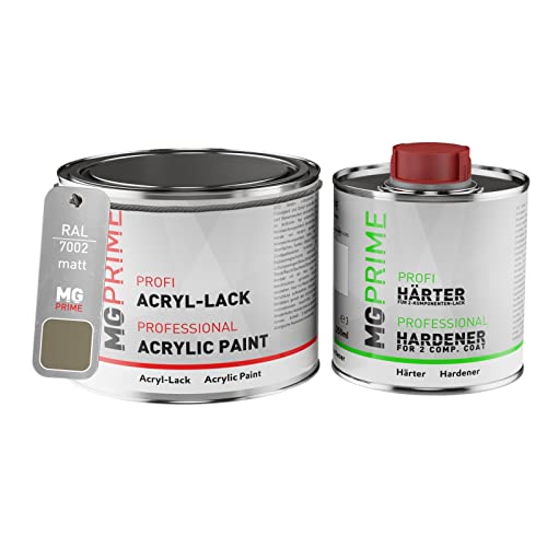 MG PRIME RAL 7002 Olivgrau/Olive grey Acryl-Lack matt 0,75 Liter / 750 ml Dose inkl. Härter