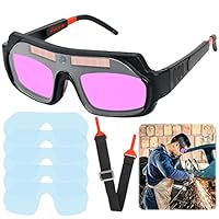 Schweißerbrille: Solarbetriebene Automatischer Schweißerbrille mit 5 Stück Ersatzgläser, Einstellbare Schweißaugenschutzbrille Schweißzubehör, Blendschutz-Schweißerbrille für Schweißschutz