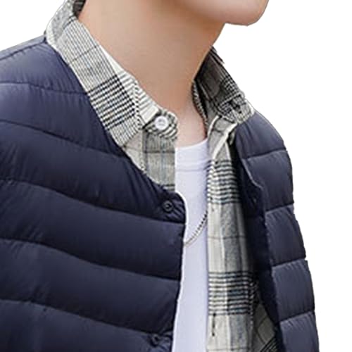 Maiyifu-GJ Men Collarless Padded Down Vest V-Neck Button Quilted Thicken Vest Coat Lightweight Winter Warm Sleeveless Jacket2