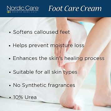 Nordic Care Foot Cream & Body Lotion - Intensive Repair 1 Body Lotion (3oz) & 2 Foot Cream (6oz) with Urea & Macadamia Oil for Cracked Heels & Dry Skin, Provide Hydration & Prevent Cracking