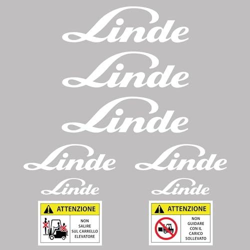 2 PEZZI MISURA: 24,5 cm PUMU ADESIVI LINDE PER CARRELLO ELEVATORE MULETTO DECALCOMANIA H35D E25 E20 E60 E80 H40 (BIANCO)