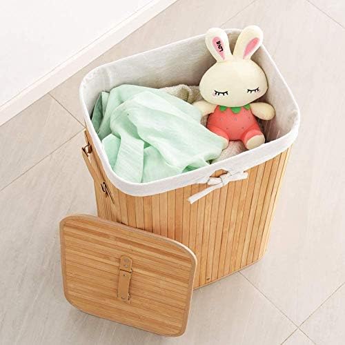 Enyaa - Natural Laundry Baskets with Lid - XXL 105 Litres - Large Washing Baskets for Laundry with Handles - Laundry Baskets for Bedrooms - Bamboo Bathroom Bin
