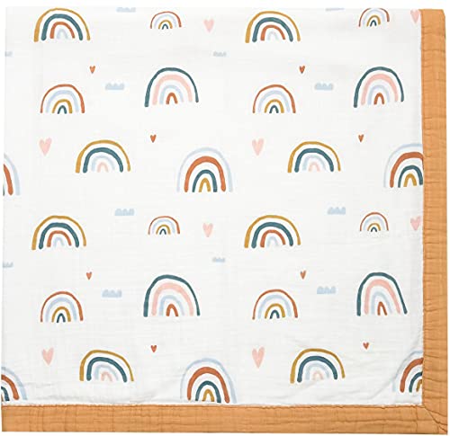 Image of Rainbow Muslin Quilt Baby Blanket - Silky Soft and Breathable Summer Blanket for Toddler - Oversized 47" x 47" - 2 Layers Muslin Swaddle Blankets for Baby Boy and Girl (B Rainbow)