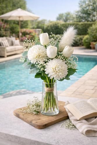Image of Divyakosh Artificial Fabric Flower Bunch for Vase /Pot Display| (VASE NOT Included) Indoor Decorative Floral Cluster for Habitat Setup, Home Decor Craft Flowers
