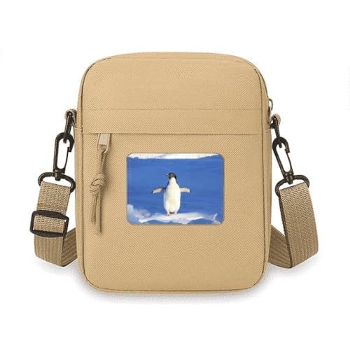 Sac à bandoulière pour téléphone motif pingouin blanc mini pochette
