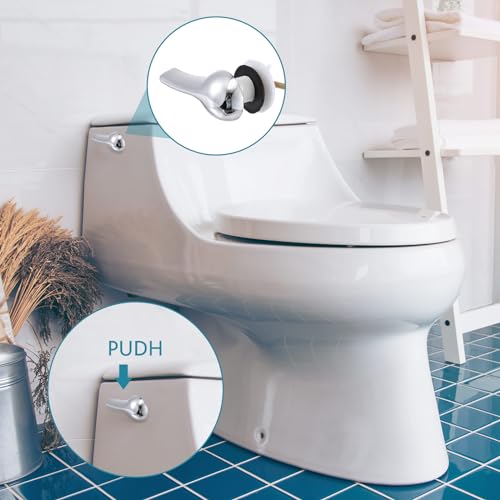 Lasnten 12 Pieces Toilet Flush Handle Lever Replacement, Brass Universal Flush Lever Finish Kit for Most Toilets(Silver Handle,Side Mount)