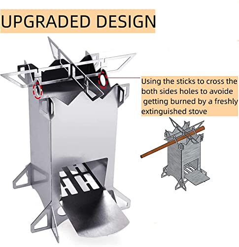 Fithike Backpacking Camping Rocket Stove,Portable Stainless Steel Wood Burning Camp Stove For Outdoor Cooking Hiking Survival Travel Picnic Bbq #TOP2