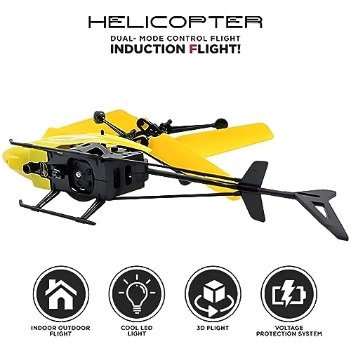 Image of Exceed Helicopter Remote Control and Hand Sensor Charging Helicopter Toys with 3D Light Toys for Boys Kids (Yellow)