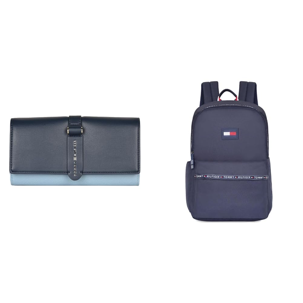 Wallet for Women, Giovani, Flap Wallet with Sling, Navy+Blue + Unisex Joplin Polyester 14 Inch Laptop Backpack - Navy-image-32