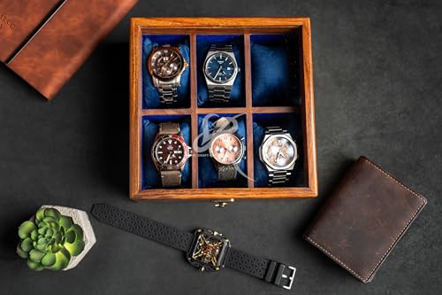 Image of Royal Craft Expertise Wooden Watch Box for Men - 6 Slot Watch Organizer with Hinged Lid | Luxury Watch Display & Storage Case
