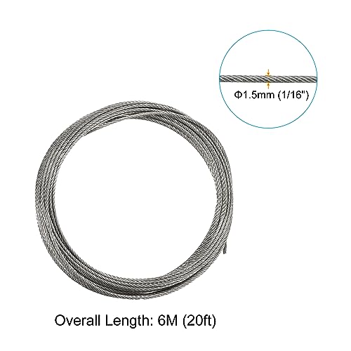 Cable de acero inoxidable de 1/16 con revestimiento de PVC de PATIKIL y terminales para barandillas 2