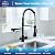 Avola Brass Kitchen Faucet with Drinking Water Faucet,3 in 1 Pull Down Sprayer Kitchen Faucet, Spring Faucet in Matte Black