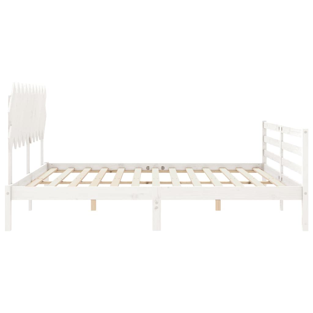 Rantry Bettgestell mit Kopfteil, Massivholz, Weiß, 200 x 200 cm, Lattenrost für Erwachsene, Kinder und Jugendliche, einfache Montage, Typ 4 Betten und Lattenroste