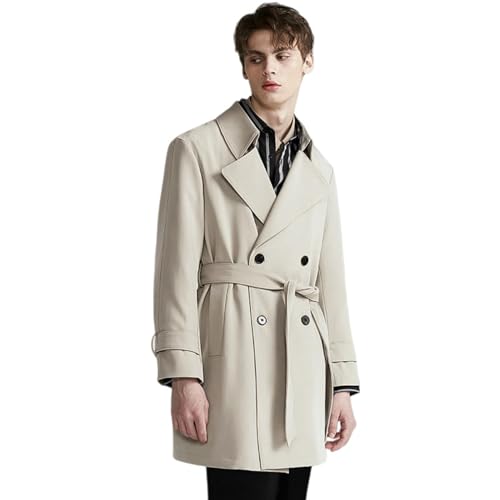 Gabardina beige XS para hombre solución ligera contra el viento de primavera con solapa