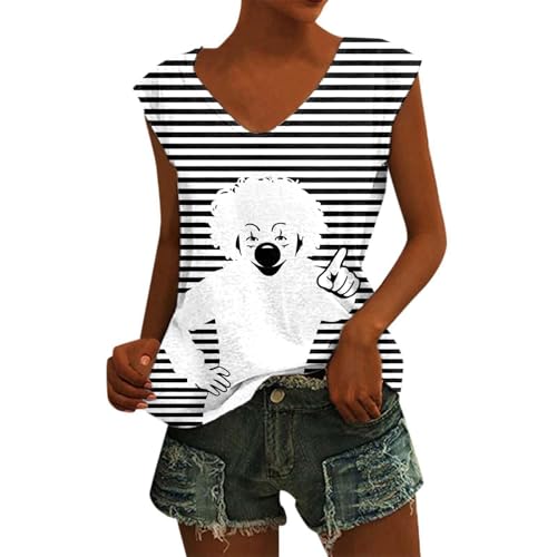 Generisch Camiseta de tirantes a rayas de corte holgado, informal, de moda, sin mangas, para uso diario, Negro , 5XL