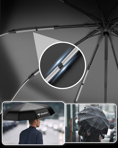 Image of ISABRELLA Umbrella for Women - 10-Rib Folding Umbrella with UV Protection, Black Coating, Wind & Rain Resistant, Safe Close Design, Durable, Lightweight, and Compact for Travel