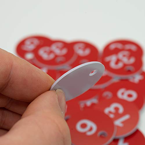 Kunststoff-ID-Nummernschilder, graviert, Schlüsselanhänger, ID-Tags ohne Schlüsselringe (201–300, rot)