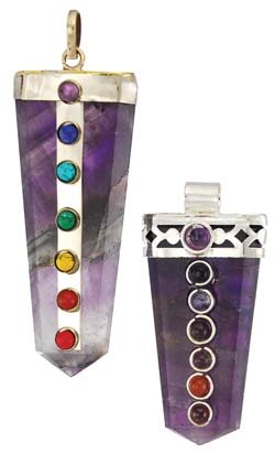 Flat Amethyst 7 Chakra Pendant