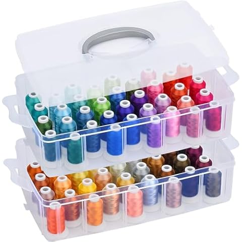 Simthread 80 Colors Embroidery Thread 500M (550Y) with Clear Plastic Storage Box Polyester Embroidery Machine Thread Compatible with Janome and Robison-Anton Colors Cover