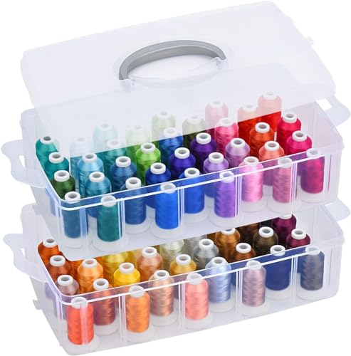 Simthread 80 Colors Embroidery Thread 500M (550Y) with Clear Plastic Storage Box Polyester Embroidery Machine Thread Compatible with Janome and Robison-Anton Colors