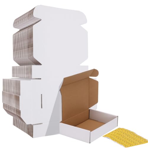 Image of HORLIMER 9x6x2 Shipping Boxes Set of 60, White Corrugated Cardboard Mailer Box for Packing Small Business