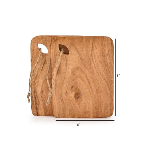 Set de 2 tablas de cortar de madera de acacia miniatura 5