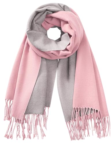 TOMEEK Damen Schal Winter Wärmender Halstuch Pashmina Schal Damen Quastenschal Oversized Fransen Poncho Geschenke für Frauen 200 * 67cm(Rosa)