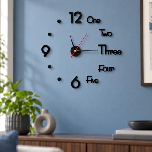 Image of Sehaz Artworks DIY Borderless Silent Wall Clock for Bed Room - 30 X 30 Cm