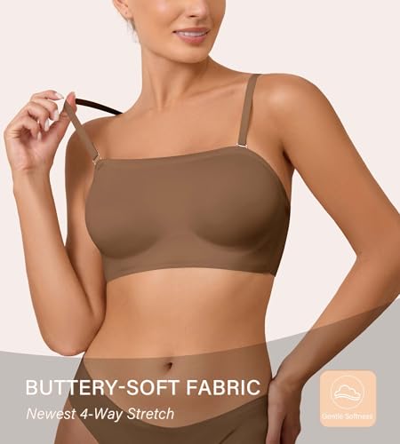 Image of DEANGELMON Strapless Bras for Women Non-Slip Silicone Bandeau Seamless Tube Top Bralette Comfy Non Padded Stretchy Stylish