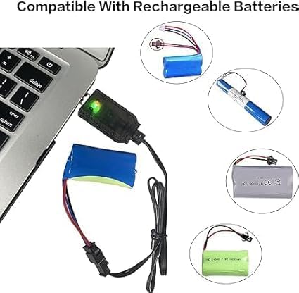 Image of SP Electron SM-2-Pin RC Plug Model Battery Charger Cable, USB Charger Cable Compatible RC Car RC Plane RC Tank RC Drone Toys & Multipurpose Batteries (Pack of 2)