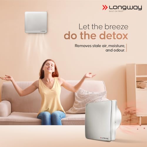 Image of LONGWAY FreshX 6 Inch 150 mm Energy Efficient Exhaust Fan | High Speed Powerful Motor | Noiseless Operation & Easy to Clean | Suitable for Bathroom, Kitchen, Office | 2 Years Warranty (Silver)
