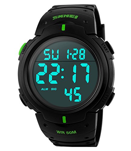 Men's Digital Sports Watch LED Screen Large Face Military Waterproof Casual Luminous Army