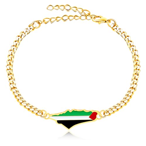 Oneress Pulsera Con el mapa de Palestina, cadena cubana gruesa, joyería...