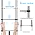DEZEX 10.5 FT Stainless Steel Telescoping Ladders - One-Button Retraction Collapsible Extension Ladder for Home,RV,Attic,Lasts 375 LBS with Balance Bar and Wheels