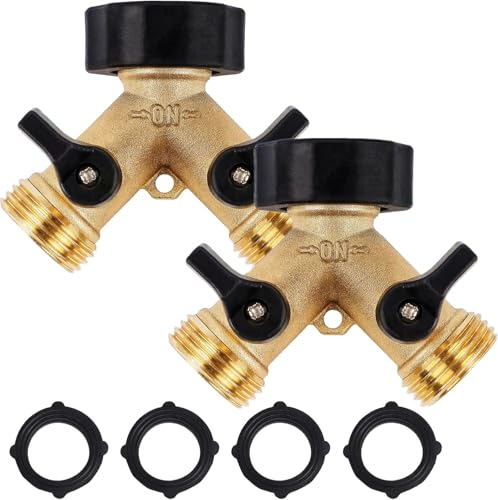 Cbumane Garden Hose Splitter 2 Way Heavy Duty,Faucet Splitter, Outdoor Faucet Splitter, y Adapter for Water Hose, Water Spigot Splitter （2Pcs）