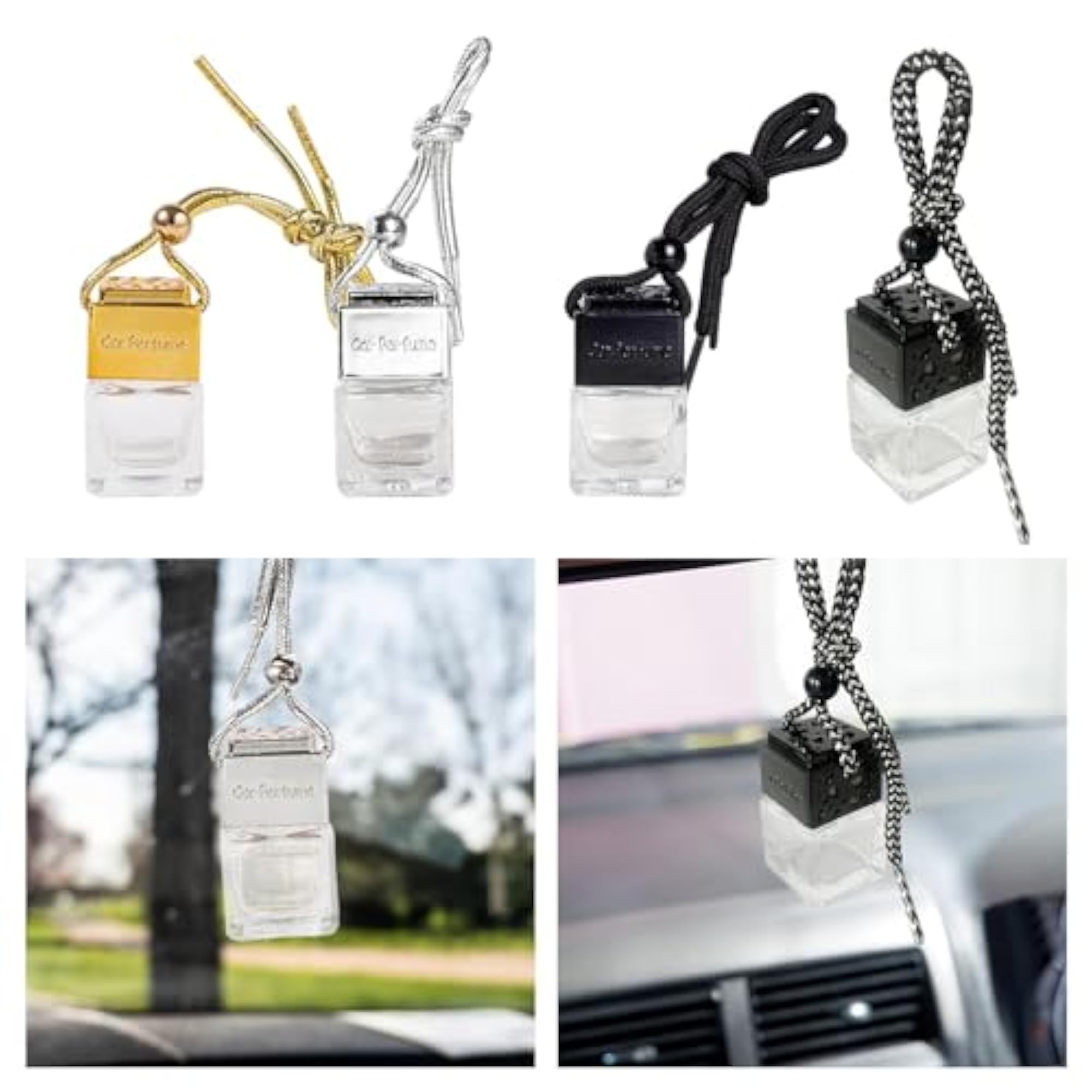 Empty Car Diffuser Pendant Perfume Bottle in Gold