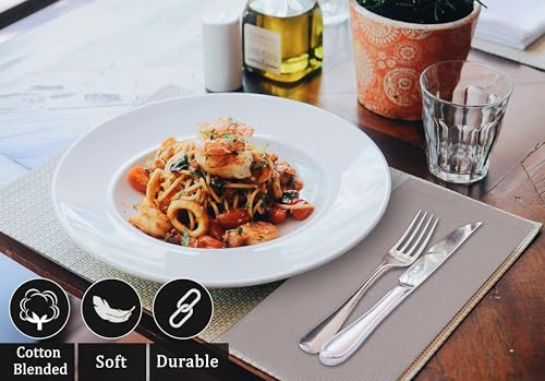 Image of Ruvanti Cloth Napkins Set of 6, 18x18 Inches Napkins Cloth Washable, Soft, Durable, Absorbent, Cotton Blend. Table Dinner Napkins Cloth for Hotel, Lunch, Restaurant, Wedding Parties - Coffee Grey