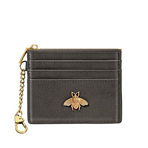 Image of SEAVILIA Card Holder Keychain Wallet for Women with ID Window RFID Coin Purse Bee Gifts Slim Minimalist Small Wallet