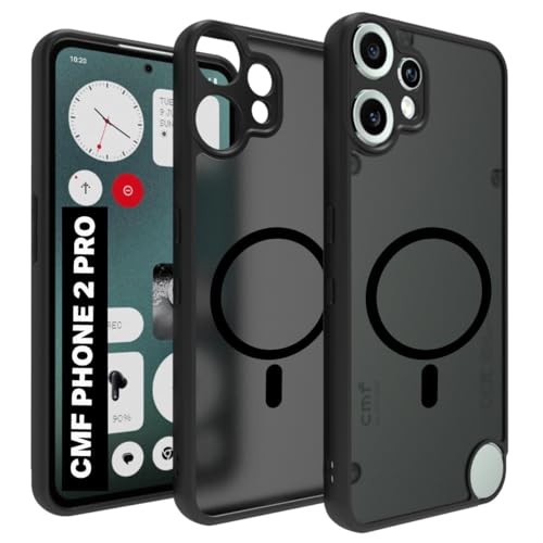 Image of RIGGEAR Shockproof Sleek Hybrid Armor Magnetic Back Cover Case Compatible with MagSafe Accessories for CMF by Nothing Phone 2 Pro /CMF Phone 2 Pro 5G (Smoke Black Matte PC and Black TPU Bumper)