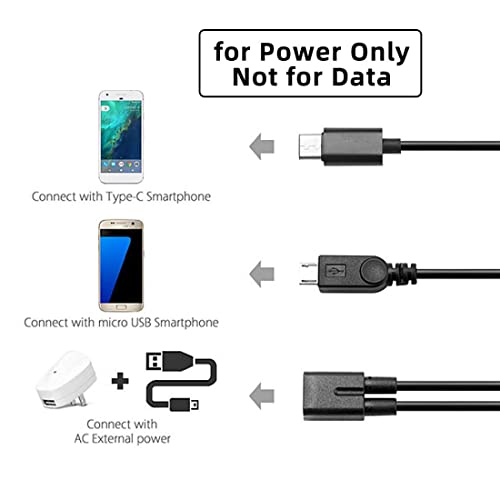 chenyang USB C Female 1 to 2 USB C/Micro USB Male Y Splitter Extension Charge Cable, Black - Image 2
