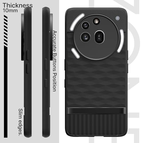Image of Pikkme Back Cover for Nothing Phone 3a Pro 5G Soft Grip 3D Hexa Cube Texture Silicone Bumper Case (Black)