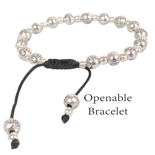 Image of Touchstone New Indian Bollywood Handcrafted Magical Look Engraved Metallic Beads Elegant and Attractive Designer Jewelry Openable Thread Bracelet in Oxidized Silver Tone for Women.