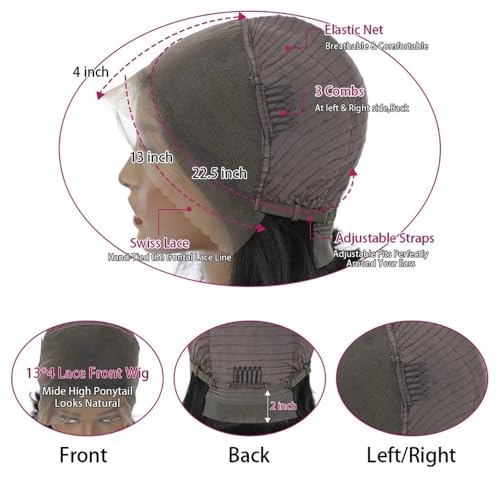 Peluca de cabello humano de 12 pulgadas con encaje frontal 13x4 transparente y corte bob corto 3