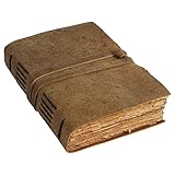 KomalC Vintage Leather Journal for women and men 8 x 6 inch Antique Handmade Deckle Edge Vintage Paper Leather Sketchbook - Book of Shadows Journal (Brown)