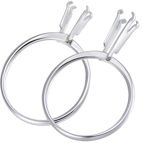 SUNNYCLUE 1 Box 2 Sizes Ring Stone Holder Ring Try On Tool Silver Metal Gemstone Diamond Prong Claw Display Stand Blank Jewelry Settings for Loose Stones Jewelers Crafts Try-on Support Wedding Adults