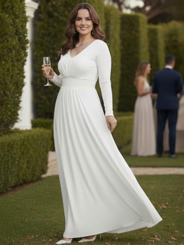 Image of KOH KOH Womens Long Sleeve Flowy Empire Waist Fall Pleated Maxi Dress